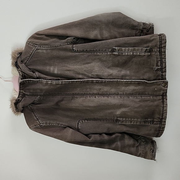 Woolrich utility sherpa lined hooded jacket olive green thrashed distressed smal - Picture 1 of 14